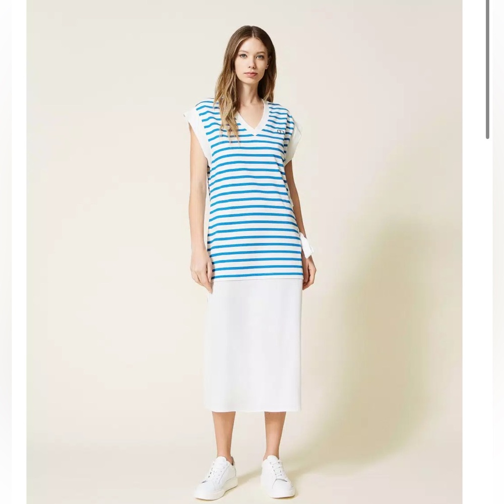 Twinset Milano Striped Midi Dress Size M
